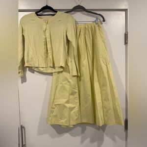 NWOT Shop Stevie yellow matching cardigan and skirt set